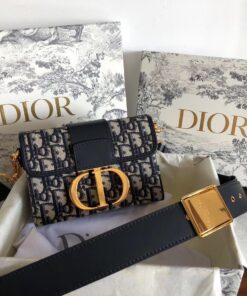 Replica Dior 30 Montaigne Box Bag In Blue Dior Oblique Jacquard