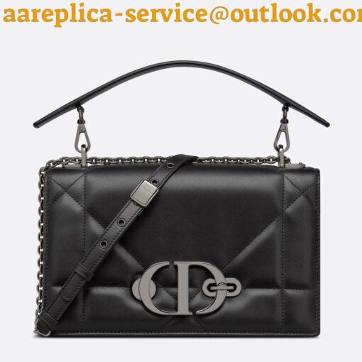 Replica Dior 30 Montaigne Chain Bag With Handle In Black Lambskin 7