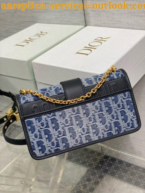 Replica Dior 30 Montaigne East-West Bag with Chain in Blue Denim Oblique Jacquard 4