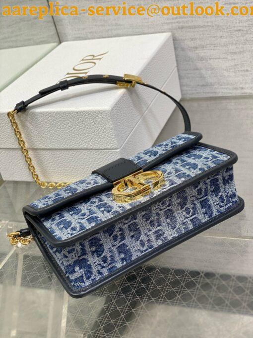 Replica Dior 30 Montaigne East-West Bag with Chain in Blue Denim Oblique Jacquard 5