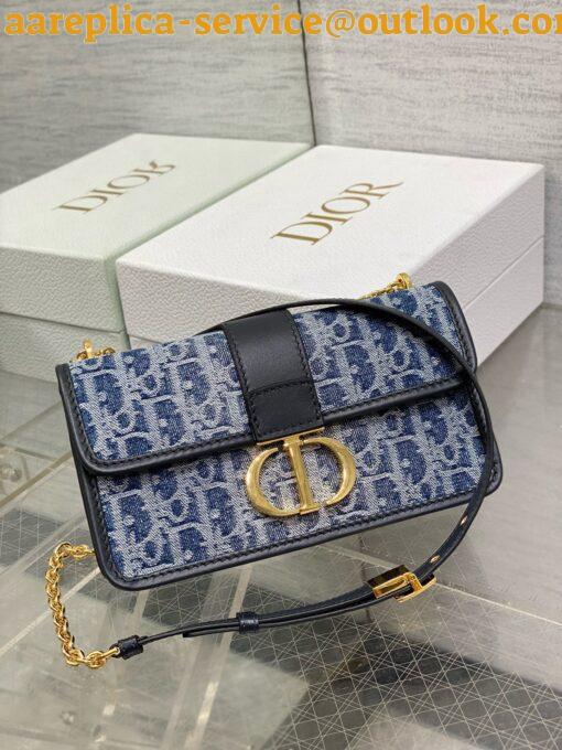 Replica Dior 30 Montaigne East-West Bag with Chain in Blue Denim Oblique Jacquard 9