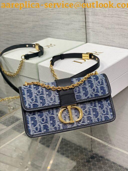 Replica Dior 30 Montaigne East-West Bag with Chain in Blue Denim Oblique Jacquard 11