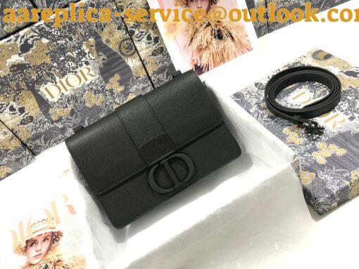 Replica Dior 30 Montaigne Medium Bag In Black Ultramatte Grained Calfskin 4