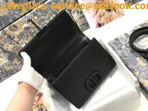 Replica Dior 30 Montaigne Medium Bag In Black Ultramatte Grained Calfskin 11