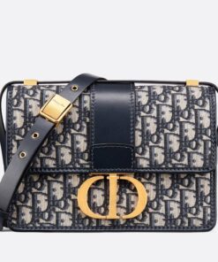 Replica Dior 30 Montaigne Medium Bag In Blue Dior Oblique Jacquard