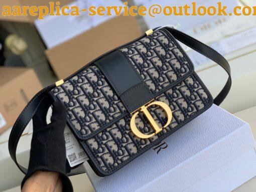 Replica Dior 30 Montaigne Medium Bag In Blue Dior Oblique Jacquard 3