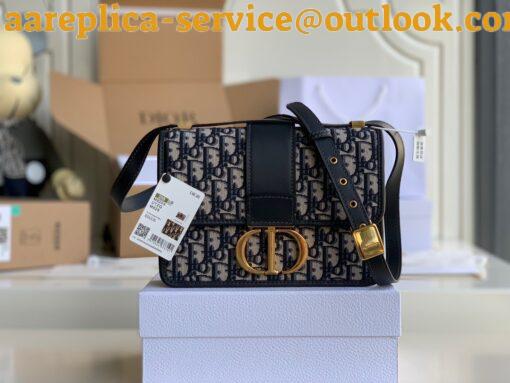 Replica Dior 30 Montaigne Medium Bag In Blue Dior Oblique Jacquard 4