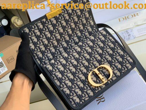 Replica Dior 30 Montaigne Medium Bag In Blue Dior Oblique Jacquard 7