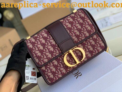 Replica Dior 30 Montaigne Medium Bag In Bordeaux Dior Oblique Jacquard 2