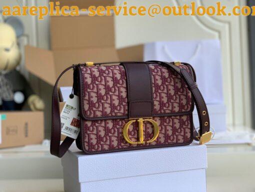 Replica Dior 30 Montaigne Medium Bag In Bordeaux Dior Oblique Jacquard 6