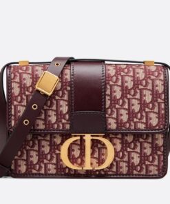 Replica Dior 30 Montaigne Medium Bag In Bordeaux Dior Oblique Jacquard