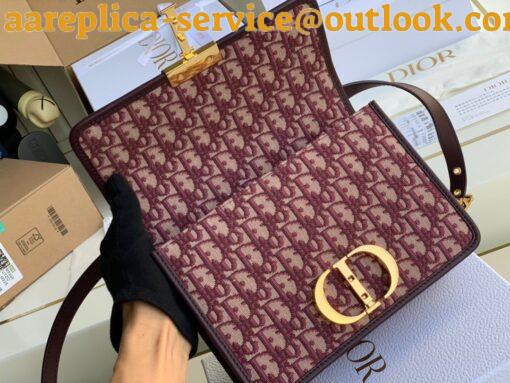 Replica Dior 30 Montaigne Medium Bag In Bordeaux Dior Oblique Jacquard 10