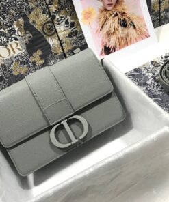 Replica Dior 30 Montaigne Medium Bag In Grey Ultramatte Grained Calfskin