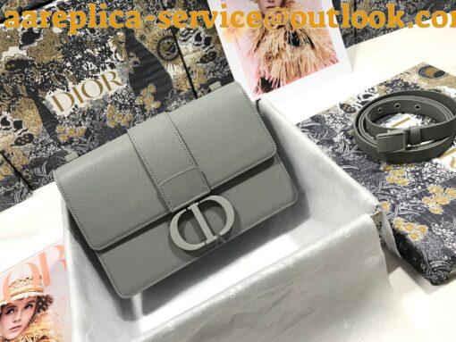 Replica Dior 30 Montaigne Medium Bag In Grey Ultramatte Grained Calfskin