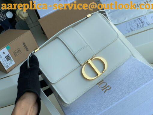 Replica Dior 30 Montaigne Medium Bag In White Box Calfskin 16