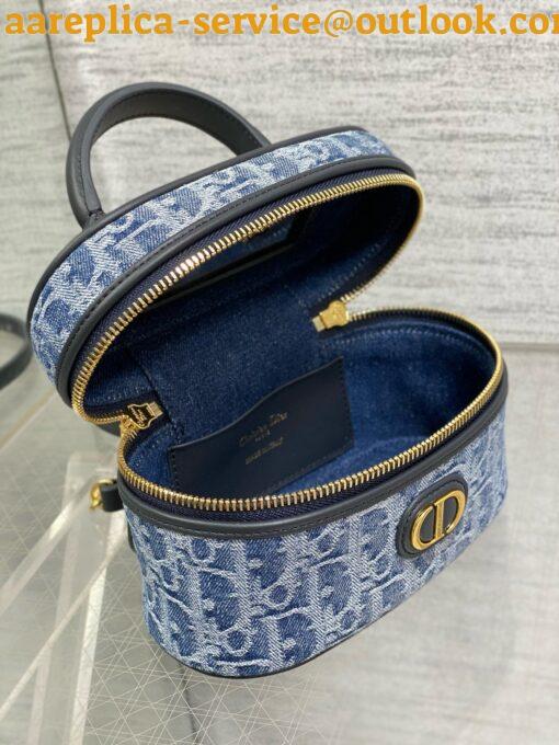 Replica Dior 30 Montaigne Mini Vanity Case in Blue Denim Oblique Jacquard 10