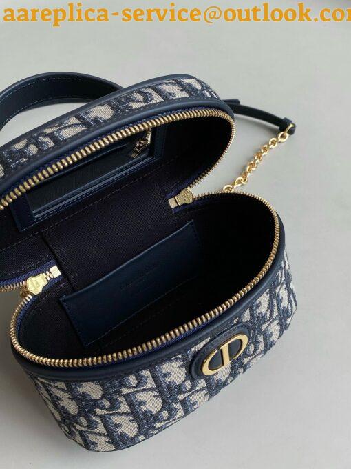 Replica Dior 30 Montaigne Mini Vanity Case in Blue Oblique Jacquard 4