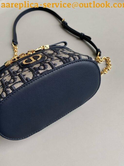 Replica Dior 30 Montaigne Mini Vanity Case in Blue Oblique Jacquard 5