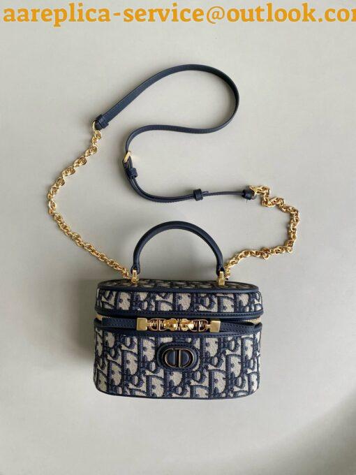 Replica Dior 30 Montaigne Mini Vanity Case in Blue Oblique Jacquard 6