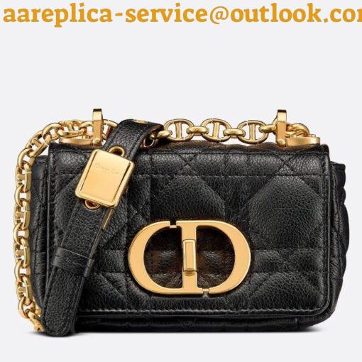 Replica Dior Caro Micro Bag In Black Cannage Calfskin