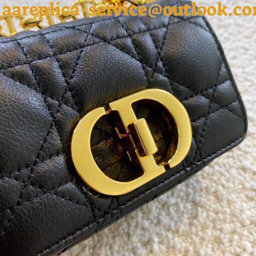 Replica Dior Caro Micro Bag In Black Cannage Calfskin 6