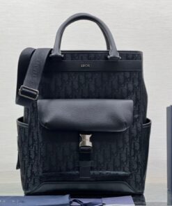 Replica Dior Explorer Tote Bag In Black Dior Oblique Mirage Technical Fabric 2