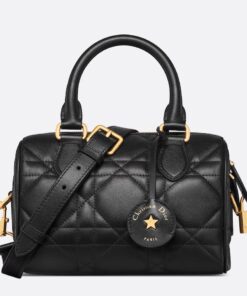 Replica Dior Groove 20 Bag in Black Macrocannage Calfskin