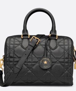 Replica Dior Groove 25 Bag in Black Macrocannage Calfskin