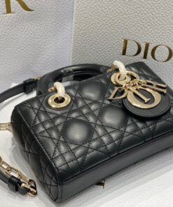 Replica Dior Lady D-Joy Micro Bag In Black Cannage Lambskin