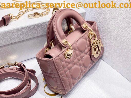 Replica Dior Lady D-Joy Micro Bag In Peony Pink Cannage Lambskin 10