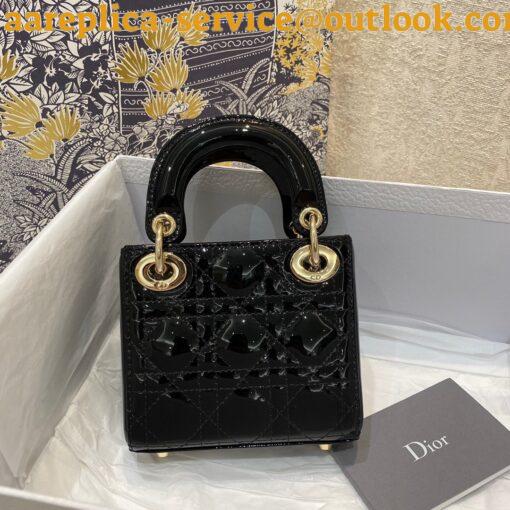 Replica Dior Lady Dior Micro Bag In Black Patent Cannage Calfskin 3