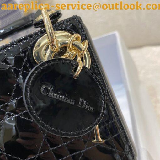 Replica Dior Lady Dior Micro Bag In Black Patent Cannage Calfskin 6