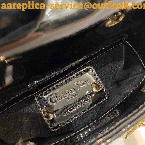 Replica Dior Lady Dior Micro Bag In Black Patent Cannage Calfskin 7