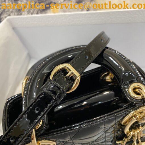 Replica Dior Lady Dior Micro Bag In Black Patent Cannage Calfskin 9