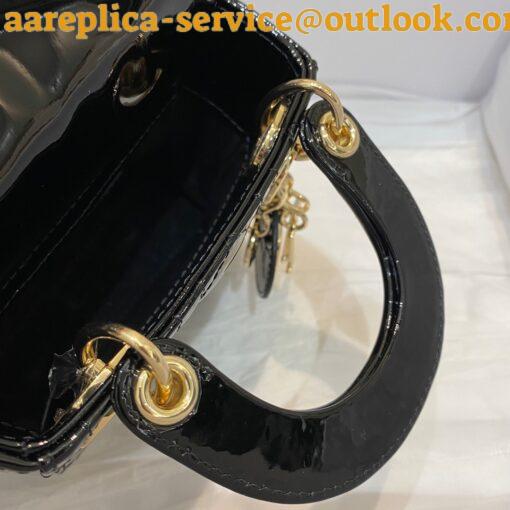 Replica Dior Lady Dior Micro Bag In Black Patent Cannage Calfskin 10