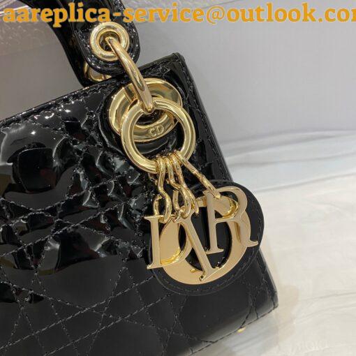 Replica Dior Lady Dior Micro Bag In Black Patent Cannage Calfskin 11