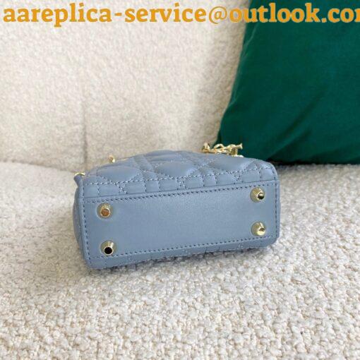 Replica Dior Lady Dior Micro Bag In Blue Cannage Lambskin 2