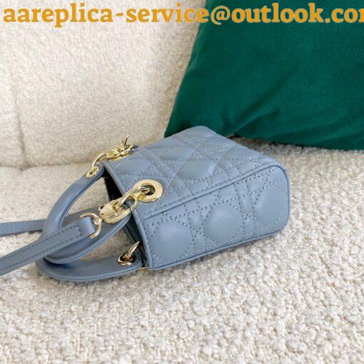 Replica Dior Lady Dior Micro Bag In Blue Cannage Lambskin 4