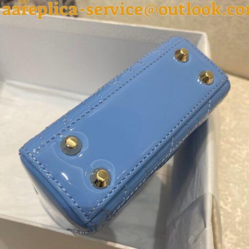 Replica Dior Lady Dior Micro Bag In Blue Patent Cannage Calfskin 4