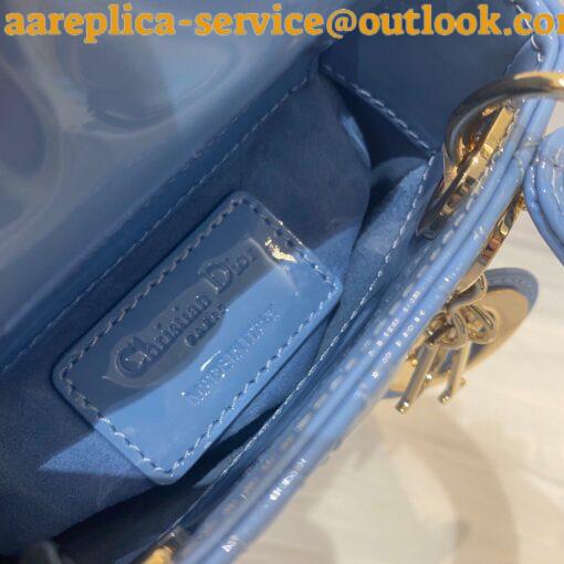 Replica Dior Lady Dior Micro Bag In Blue Patent Cannage Calfskin 9