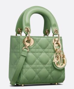 Replica Dior Lady Dior Micro Bag In Mint Cannage Lambskin