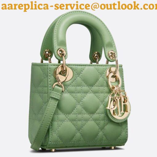 Replica Dior Lady Dior Micro Bag In Mint Cannage Lambskin