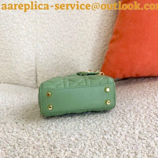 Replica Dior Lady Dior Micro Bag In Mint Cannage Lambskin 3