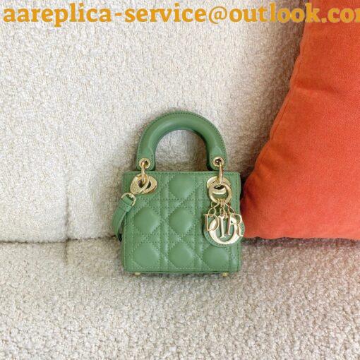 Replica Dior Lady Dior Micro Bag In Mint Cannage Lambskin 6