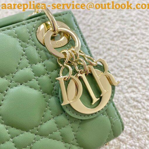 Replica Dior Lady Dior Micro Bag In Mint Cannage Lambskin 7