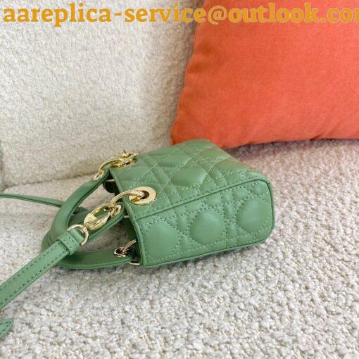 Replica Dior Lady Dior Micro Bag In Mint Cannage Lambskin 8