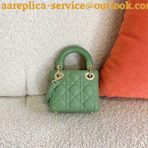 Replica Dior Lady Dior Micro Bag In Mint Cannage Lambskin 9