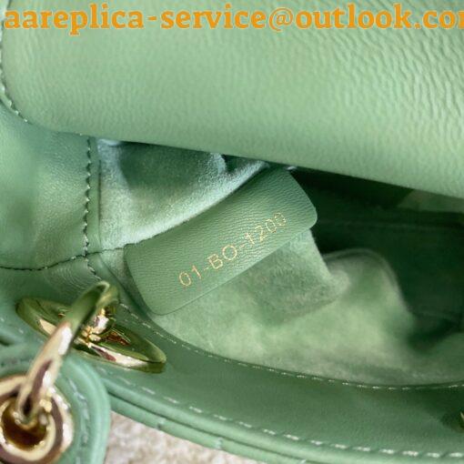 Replica Dior Lady Dior Micro Bag In Mint Cannage Lambskin 10