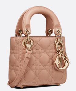 Replica Dior Lady Dior Micro Bag In Poudre Cannage Lambskin