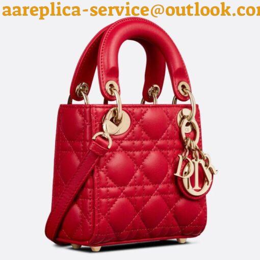 Replica Dior Lady Dior Micro Bag In Red Cannage Lambskin